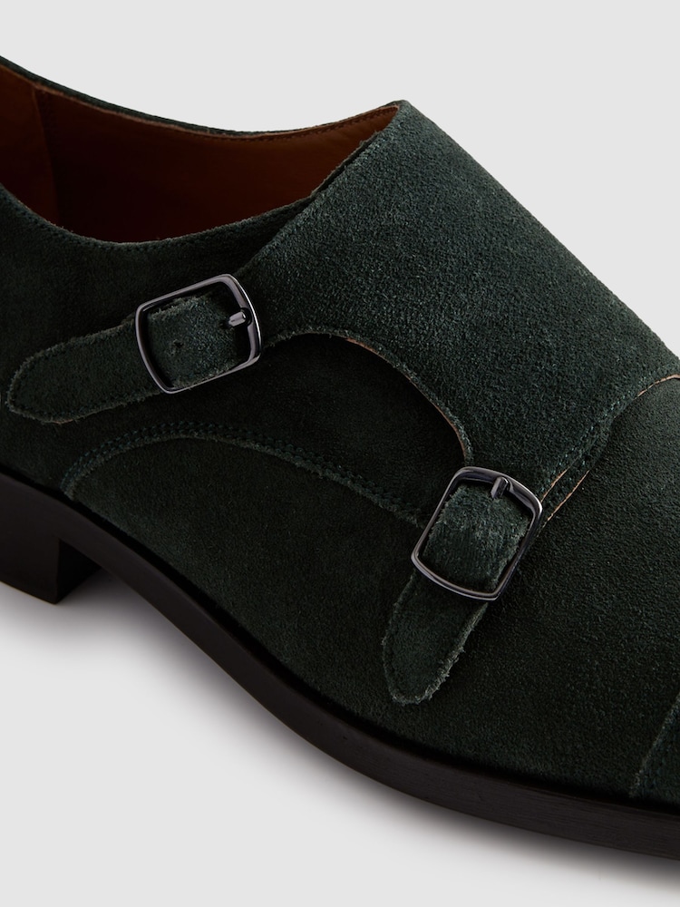 Forest Green - Zapatos de ante con doble hebilla Amalfi de Reiss - Imagen 5 de 5