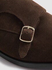 Reiss Brown Amalfi Suede Double Monk Strap Shoes - Image 5 of 5