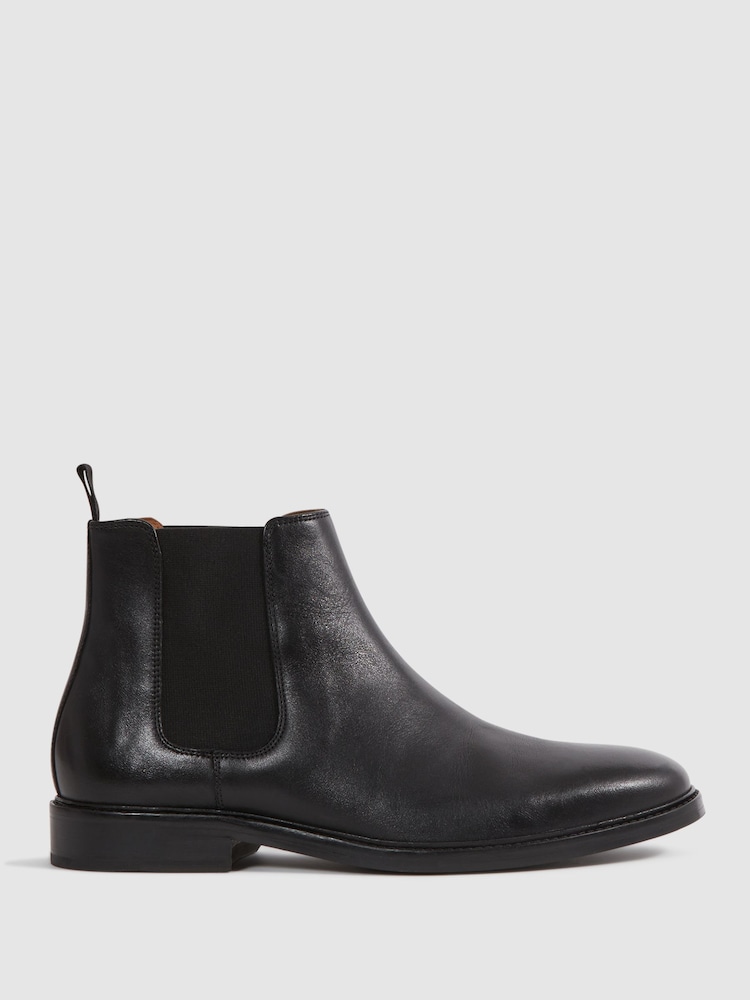 Reiss Black Renor Leather Chelsea Boots - Image 1 of 6