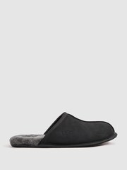 UGG Black Grained Leather Slippers - Image 1 of 5