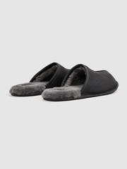 UGG Black Grained Leather Slippers - Image 4 of 5