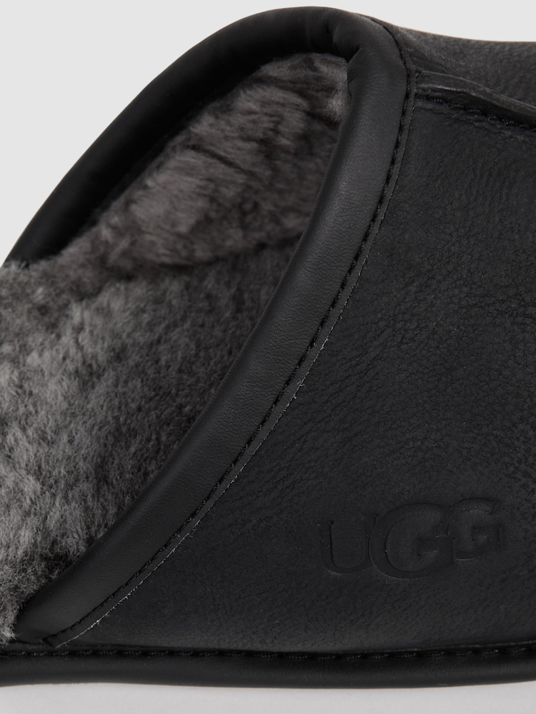UGG Black Grained Leather Slippers - Image 5 of 5