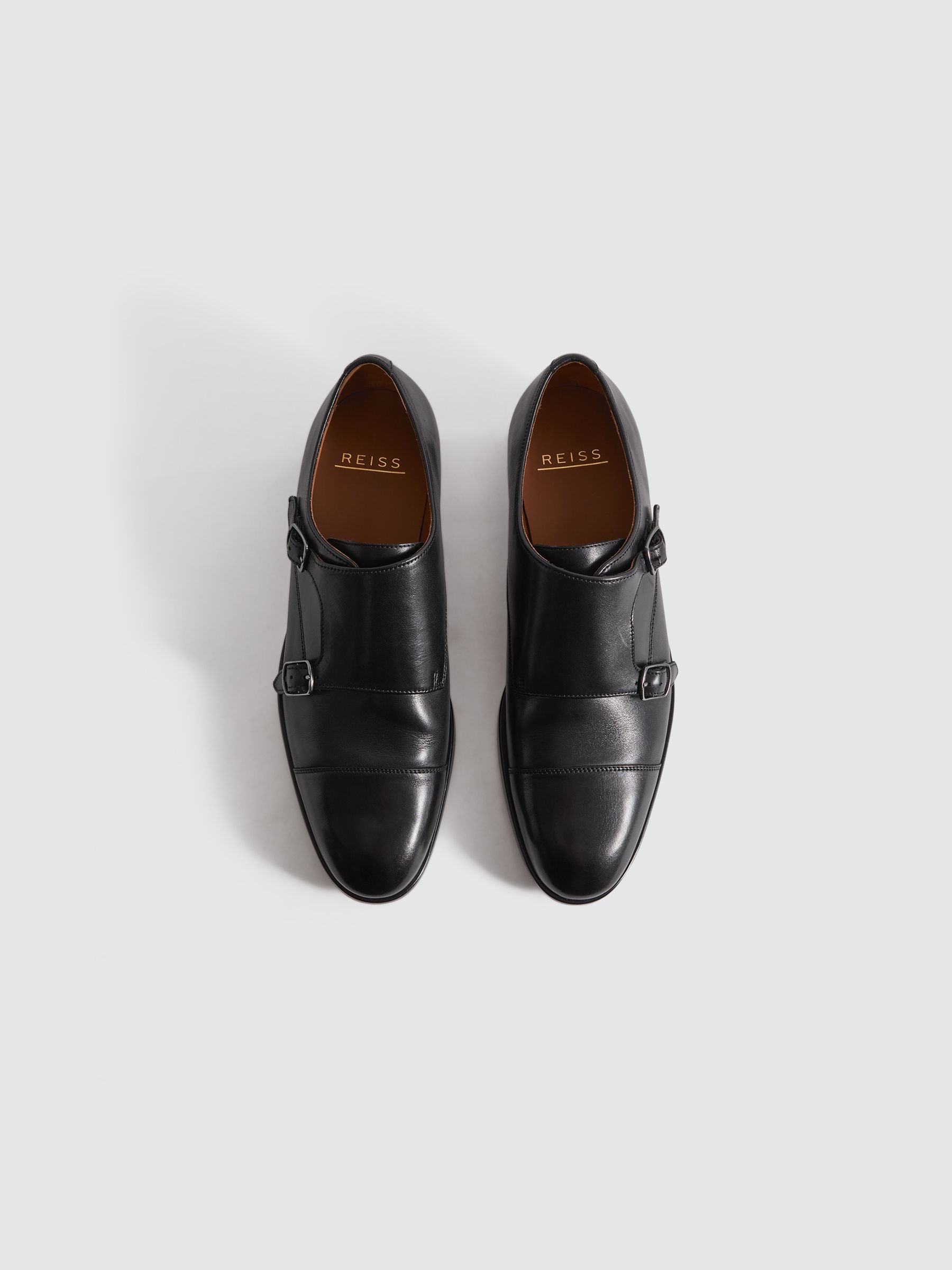 Buy Reiss Black Amalfi Leather Double Monk Strap Shoes from Next USA