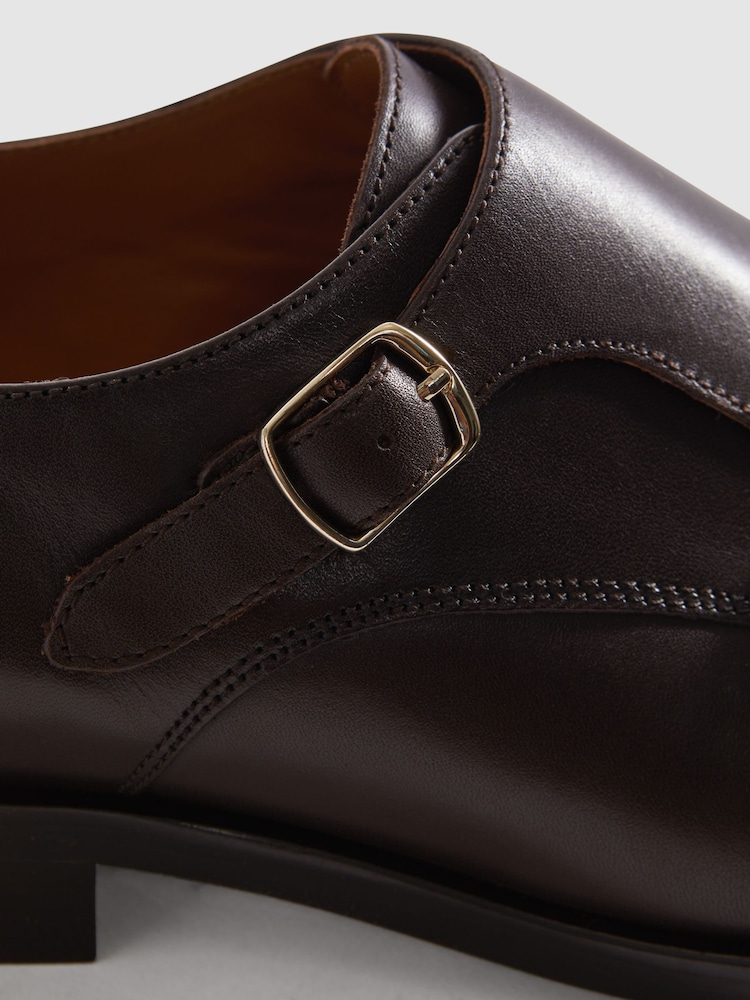 Reiss Dark Brown Amalfi Leather Double Monk Strap Shoes - Image 5 of 5 Reiss Dark Brown Amalfi Leather Double Monk Strap Shoes - Image 5 of 5