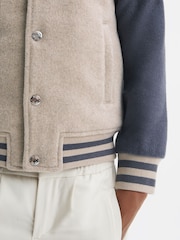 Reiss Stone/Airforce Blue Kansas 13-14 yrs Wool Blend Varsity Bomber Jacket - Image 5 of 7