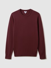 Reiss Brick Red Wessex Merino Wool Crew Neck Jumper - Image 2 of 6