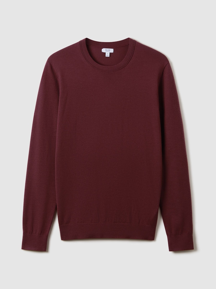 Reiss Brick Red Wessex Merino Wool Crew Neck Jumper - Image 2 of 6