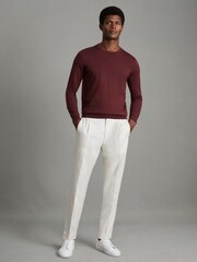 Reiss Brick Red Wessex Merino Wool Crew Neck Jumper - Image 3 of 6