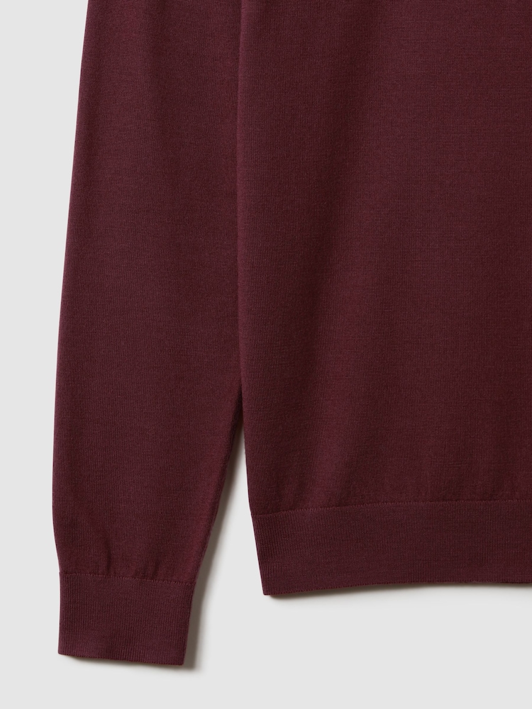 Reiss Brick Red Wessex Merino Wool Crew Neck Jumper - Image 6 of 6
