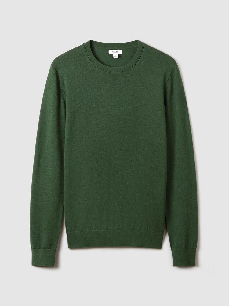 Reiss Hunting Green Wessex Merino Wool Crew Neck Jumper - Image 2 of 6