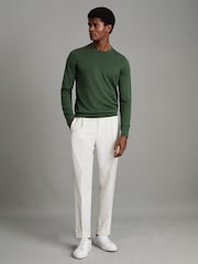 Reiss Hunting Green Wessex Merino Wool Crew Neck Jumper - Image 3 of 6