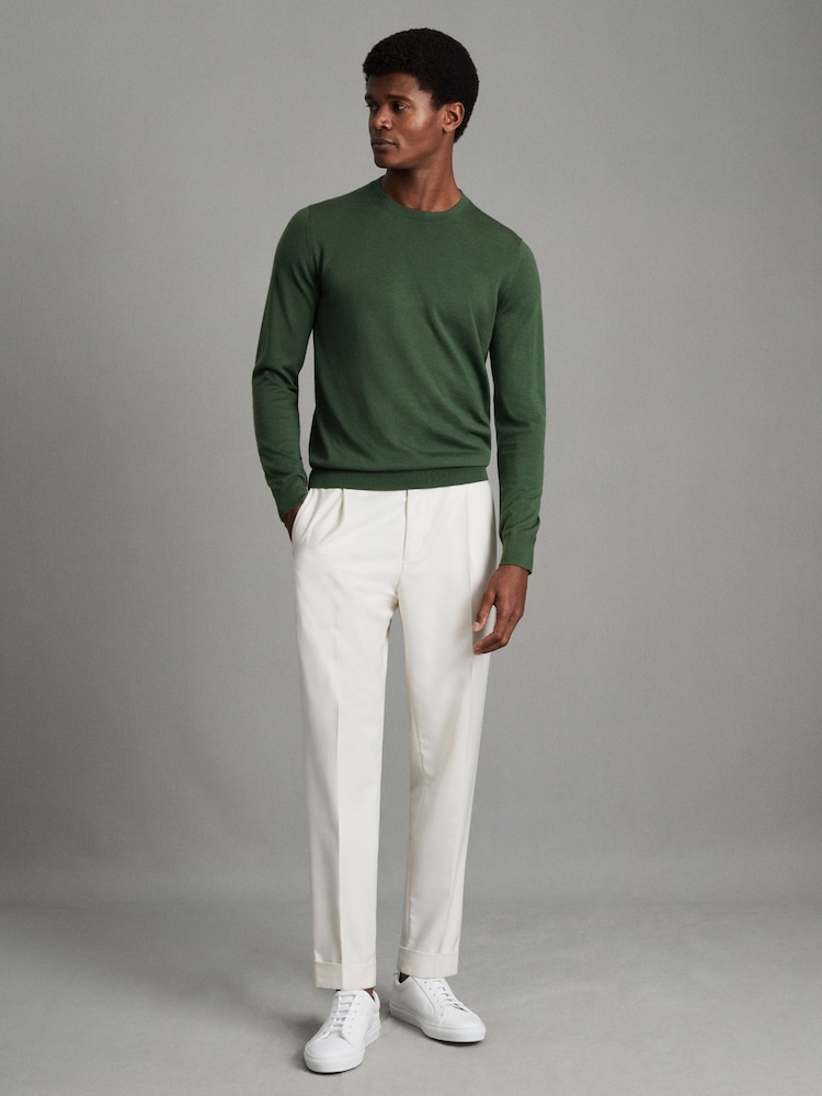 Reiss Hunting Green Wessex Merino Wool Crew Neck Jumper - Image 3 of 6