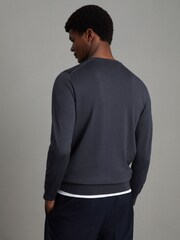 Reiss Blue Smoke Wessex Merino Wool Crew Neck Jumper - Image 4 of 6