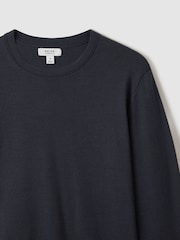 Reiss Blue Smoke Wessex Merino Wool Crew Neck Jumper - Image 5 of 6