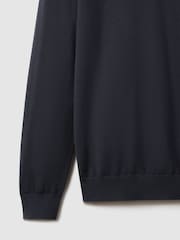 Reiss Blue Smoke Wessex Merino Wool Crew Neck Jumper - Image 6 of 6