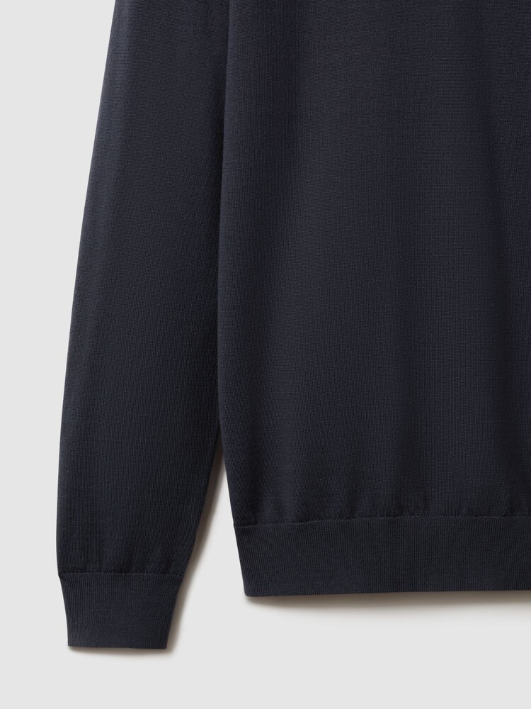 Reiss Blue Smoke Wessex Merino Wool Crew Neck Jumper - Image 6 of 6