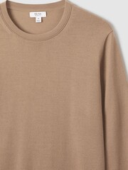 Reiss Camel Wessex Merino Wool Crew Neck Jumper - Image 5 of 6