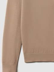 Reiss Camel Wessex Merino Wool Crew Neck Jumper - Image 6 of 6