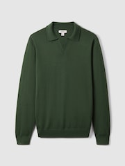 Reiss Hunting Green Milburn Merino Wool Half-Zip Polo Shirt - Image 2 of 7