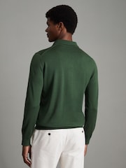 Reiss Hunting Green Milburn Merino Wool Half-Zip Polo Shirt - Image 4 of 7