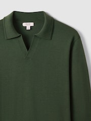 Reiss Hunting Green Milburn Merino Wool Half-Zip Polo Shirt - Image 5 of 7