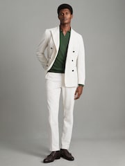 Reiss Hunting Green Milburn Merino Wool Half-Zip Polo Shirt - Image 7 of 7