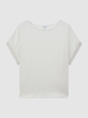 Reiss Ivory Helen Silk Front Crew Neck T-Shirt - Image 2 of 5