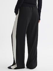 Reiss Black May Wide Petite Wide Leg Contrast Stripe Drawstring Trousers - Image 5 of 7