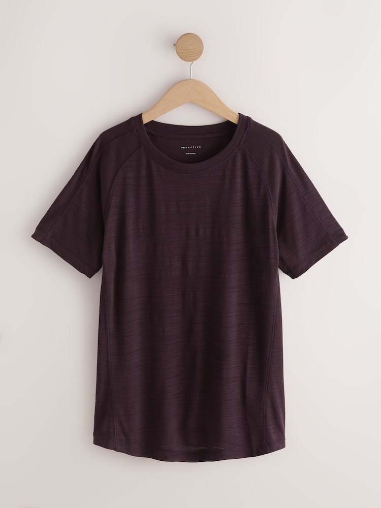 Burgundy Red Active Crew Neck Lightweight Short Sleeve T-Shirt - Image 1 of 3 Burgundy Red Active Crew Neck Lightweight Short Sleeve T-Shirt - Image 1 of 3