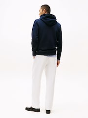 Tommy Hilfiger Blue Logo Embroidery Fleece Hoodie - Image 2 of 5