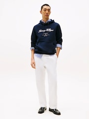 Tommy Hilfiger Blue Logo Embroidery Fleece Hoodie - Image 3 of 5