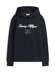 Tommy Hilfiger Blue Logo Embroidery Fleece Hoodie - Image 5 of 5