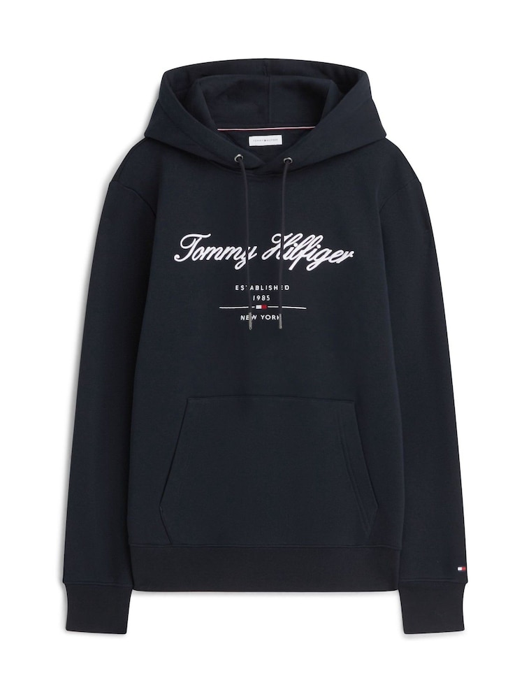 Tommy Hilfiger Blue Logo Embroidery Fleece Hoodie - Image 5 of 5 Tommy Hilfiger Blue Logo Embroidery Fleece Hoodie - Image 5 of 5