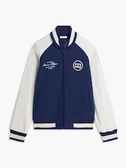 Tommy Hilfiger Blue Interlock Knit Colour-Blocked Relaxed Bomber Jacket - Image 5 of 6