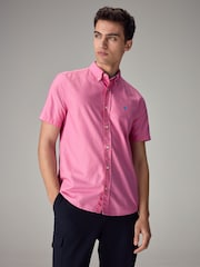 Pink - Kurzärmeliges Oxford-Hemd aus 100% Baumwolle - Bild 1 von 8