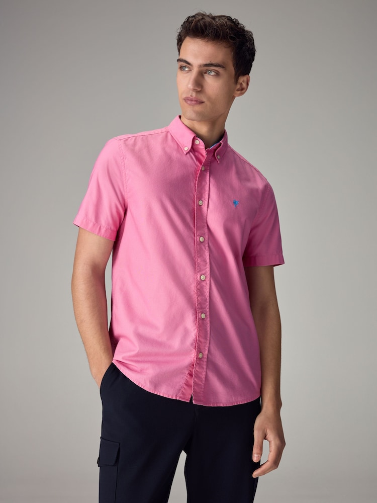 Pink - Kurzärmeliges Oxford-Hemd aus 100% Baumwolle - Bild 1 von 8