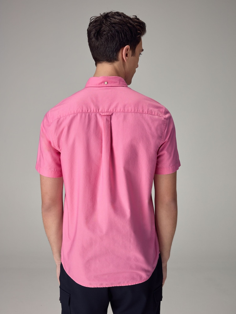 Pink - Kurzärmeliges Oxford-Hemd aus 100% Baumwolle - Bild 2 von 8 Pink - Kurzärmeliges Oxford-Hemd aus 100% Baumwolle - Bild 2 von 8