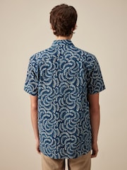 Blau - 100 % Baumwolle Kurzarm-Oxford-Hemd mit Blumenmuster - Bild 3 von 7