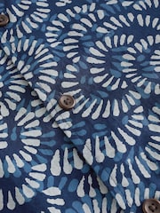 Blau - 100 % Baumwolle Kurzarm-Oxford-Hemd mit Blumenmuster - Bild 6 von 7