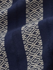 Navy Textured Stripe Short Sleeve Cuban Collar Shirt - Image 7 of 7
