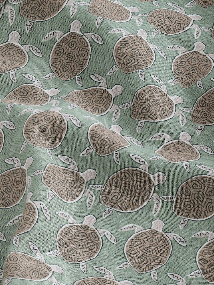 Green Linen Blend Printed Short Sleeve Shirt - Image 7 of 7