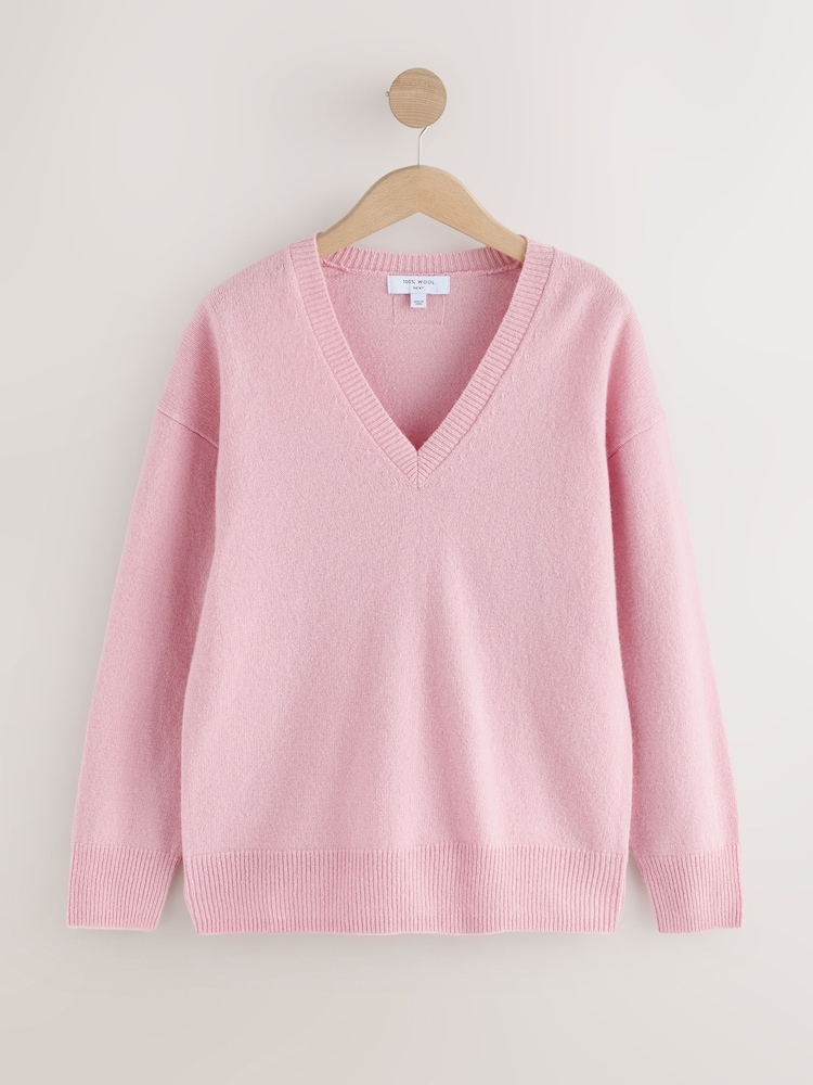 Pink N.Premium Merino Wool V-Neck Jumper - Image 1 of 3 Pink N.Premium Merino Wool V-Neck Jumper - Image 1 of 3