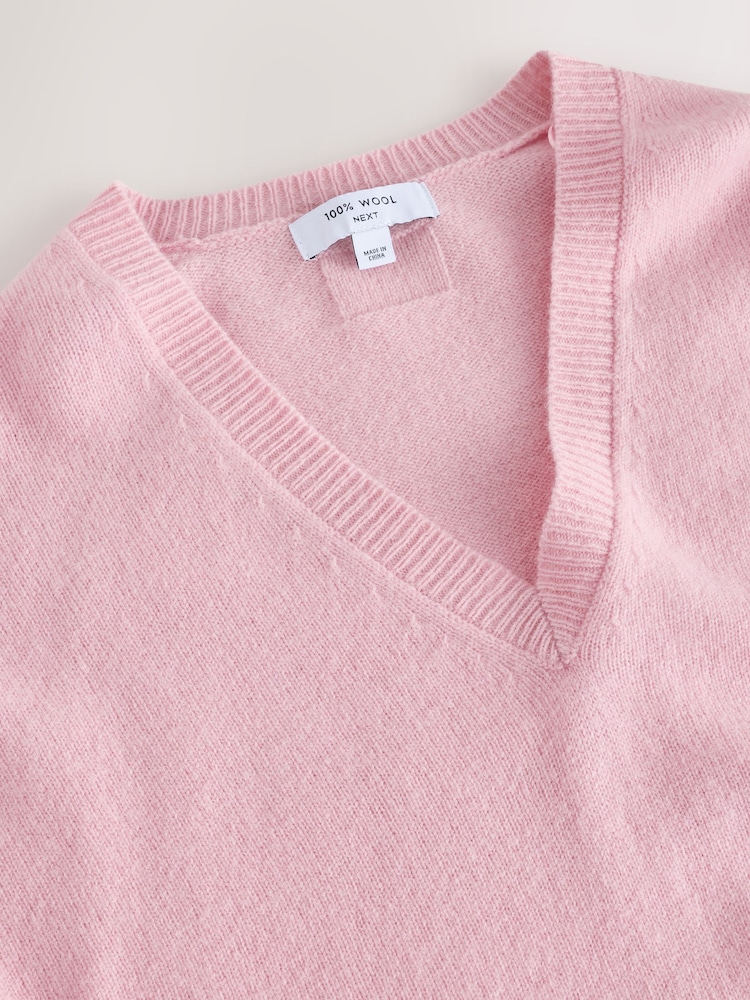 Pink N.Premium Merino Wool V-Neck Jumper - Image 3 of 3 Pink N.Premium Merino Wool V-Neck Jumper - Image 3 of 3