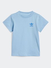 adidas Originals Light Blue 100% Cotton Shorts And T-Shirt Set - Image 2 of 6