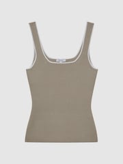 Reiss Neutral Ottilie Ribbed Square Neck Vest - Image 2 of 4