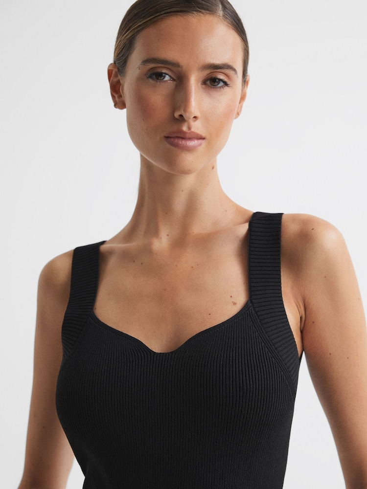 Reiss Black Dani Sweetheart Neck Top - Image 1 of 4
