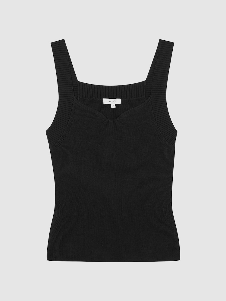 Reiss Black Dani Sweetheart Neck Top - Image 2 of 4