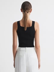 Reiss Black Dani Sweetheart Neck Top - Image 4 of 4