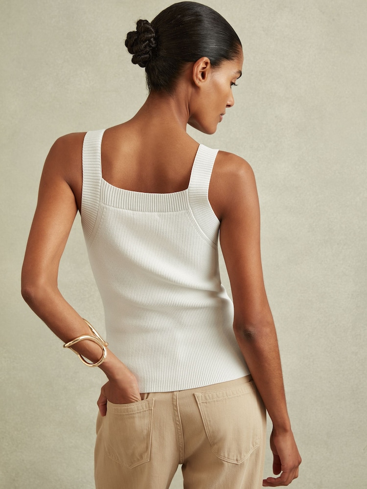 Reiss White Dani Sweetheart Neck Top - Image 4 of 4