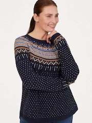 Thought Blue Freayer Organic Cotton Fluffy Fair Isle Jumper - Image 2 of 6